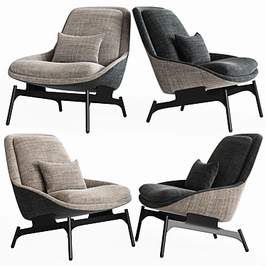 Modern Velvet Lounge Chair - Blu Dot 3D model image 1 