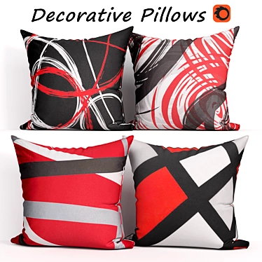 Elegant Decorative Pillows Set - Emvency 3D model image 1 
