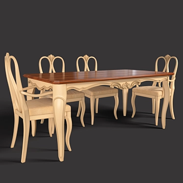 Italian-made Veneta Sedie Dining Set: Pedra Table and Narciso Chairs 3D model image 1 