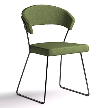 Sleek Metal Armchair with Fabric Upholstery 3D model image 1 