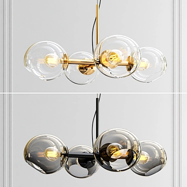 Staggered Glass Chandelier - 4 Light 3D model image 1 