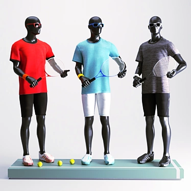 Mannequin Tennis Player: Complete Clothing Set 3D model image 1 