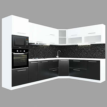 Corner Kitchen with Built-In Appliances 3D model image 1 