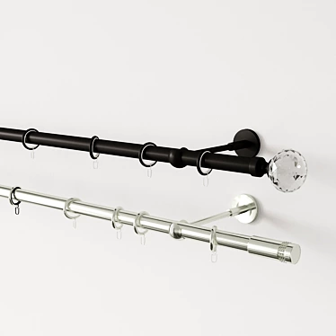 Sleek Eaves Curtain Rods 3D model image 1 