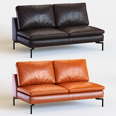 Modern Leather Armless Sofa 3D model image 1 