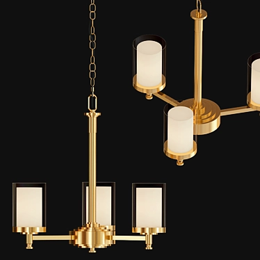 Burbank 2013 Chandelier: Brushed Nickel with Dual Glass Shades 3D model image 1 