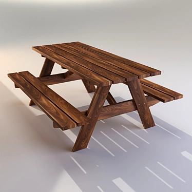 Classic Outdoor Picnic Bench 3D model image 1 