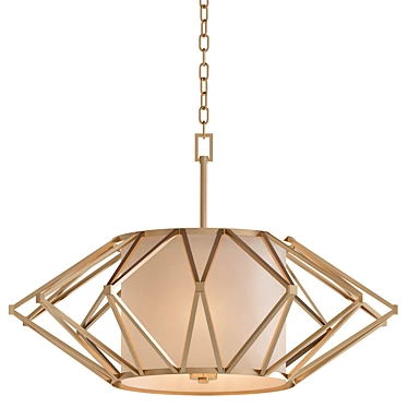 Rustic Elegance: 6-Light Gold Leaf Pendant 3D model image 1 