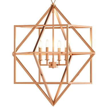 Modern Gold Cubist Chandelier 3D model image 1 