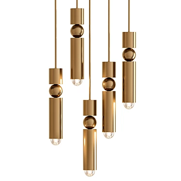 Elegant Fulcrum Brass Chandelier 3D model image 1 