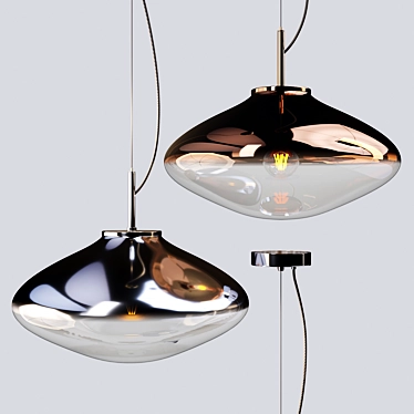 Bomma Disc Pendant: Stylish Glass and Brass Lamp 3D model image 1 