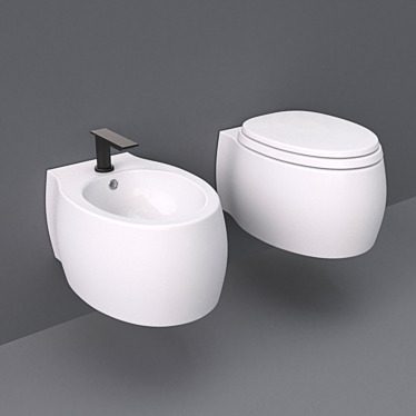 Agape Pear 2 Wall-Mounted WC and Bidet 3D model image 1 