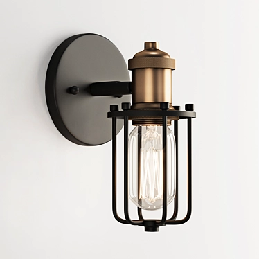 Vintage Industrial Cage Sconce 3D model image 1 