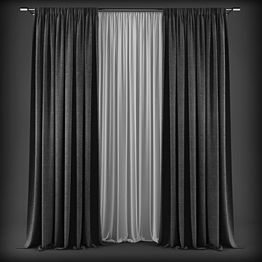 Modern Style Curtains 3D model image 1 