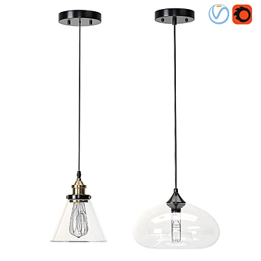 Scandinavian Glass Pendant Ceiling Lamps 3D model image 1 