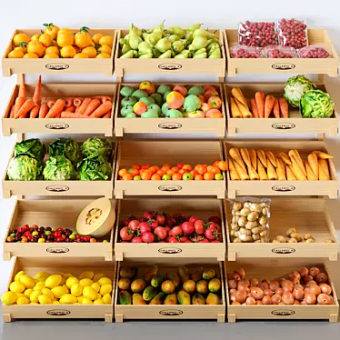 Market Fresh: Fruit, Veg, Cabbage, Carrot, Tomato & More 3D model image 1 