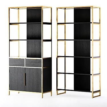 Contemporary Black Wood Bookcase 3D model image 1 