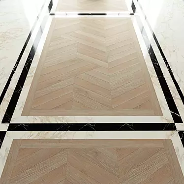 Luxury Oak & Marble Parquet 3D model image 1 