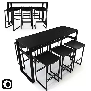 Eos Rectangular Bar Table and Backless Bar Stool Set 3D model image 1 