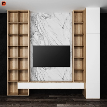 Modern TV Wall: Stylishly Organize Your Entertainment 3D model image 1 