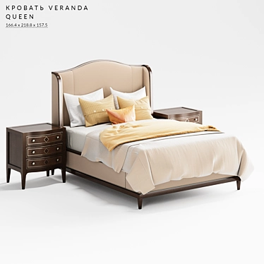 Elegant VERANDA Queen Bed 3D model image 1 