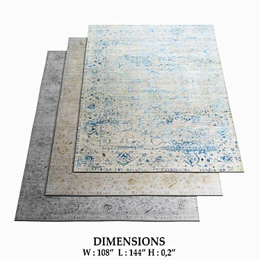 Viviane F6 Rugs in Blue, Brass & Grey 3D model image 1 