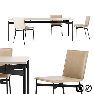 Sleek Zazu Chair and Table 3D model image 1 