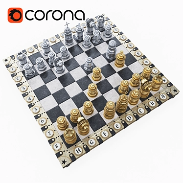 Elegant Chess Board Set 3D model image 1 