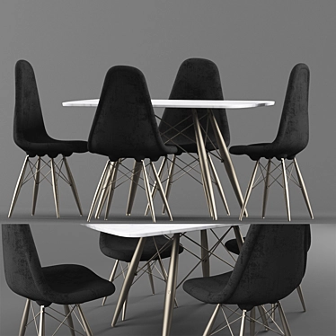 Modern Dining Table & Chairs Set 3D model image 1 