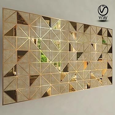 Elegant Beige Marble Mirror Wall Panel 3D model image 1 