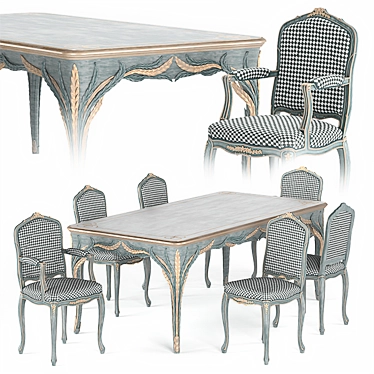 Italian Silvano Grifoni Table & Chair Set 3D model image 1 