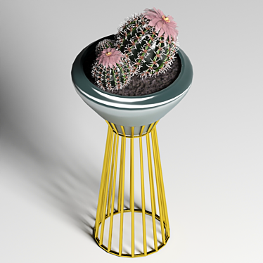 Golden Cactus Trio: Luxe 24K 3D model image 1 