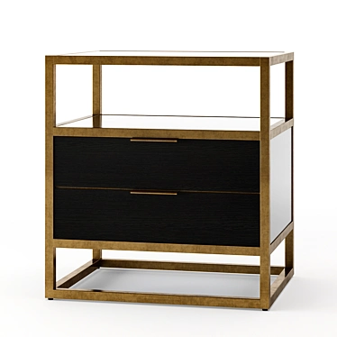 Sleek 2-Drawer Oxford Nightstand 3D model image 1 