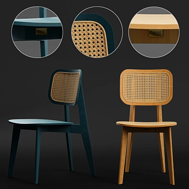 Elegant Cane Dining Chair 3D model image 1 