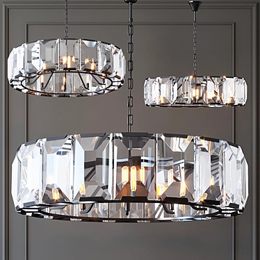 RH Harlow Crystal Chandelier - Modern Art-Deco Loft 3D model image 1 