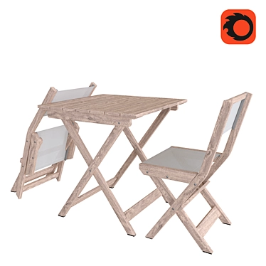 Rustic Folding Bistro Set 3D model image 1 