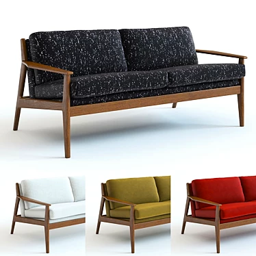 Wood Frame Loveseat: refined mid-century design 3D model image 1 