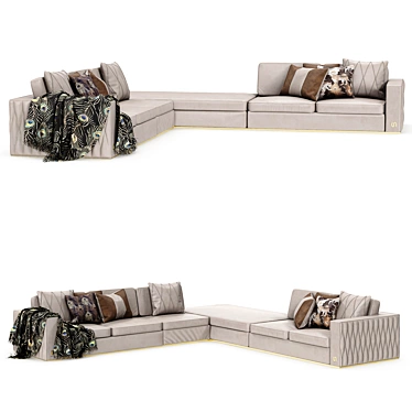 Elegant Bronze Modular Sofa 3D model image 1 