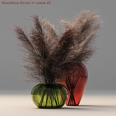 Majestic Miscanthus: Vase-Adorned Blooms 3D model image 1 