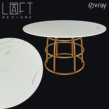 Industrial Stone Metal Table: LoftDesigne 6724 3D model image 1 