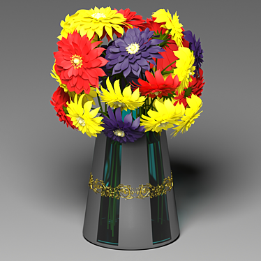 Elegant Floral Patterned Vase 3D model image 1 