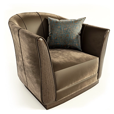 Sophisticated Brown Barrel Armchair 3D model image 1 