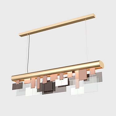 Elegant Metal and Glass Chandelier 3D model image 1 