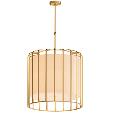 Sleek Matte Gold Pendant with 9-Lights 3D model image 1 