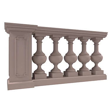 Elegant Iron Balustrade 3D model image 1 