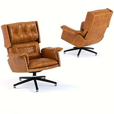 Vintage Leather Swivel Chair 3D model image 1 