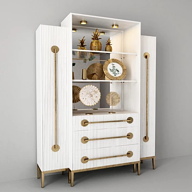 Elegant John Richard Breakfront Cabinet 3D model image 1 