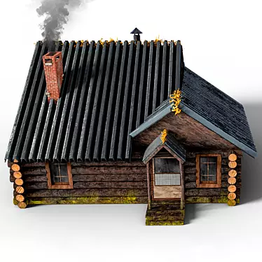 Rustic Wooden House Kit 3D model image 1 