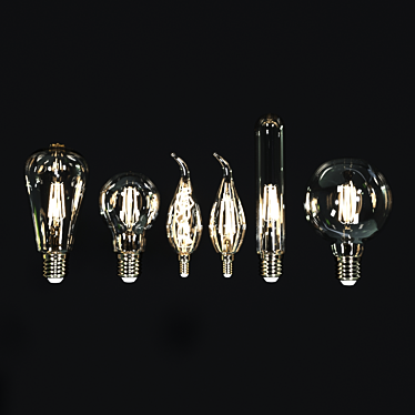 Vintage Multispiral Incandescent Lamps - Set of 6 3D model image 1 
