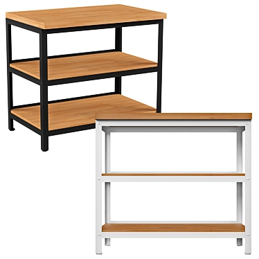 Sturdy Steel and Wood Kitchen Shelf 3D model image 1 